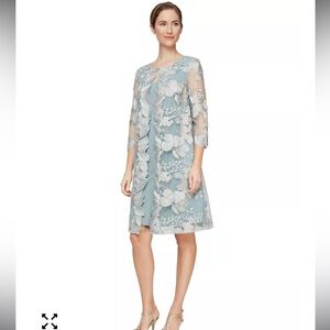 Alex Evenings Embroidered Jacket Dress size 8